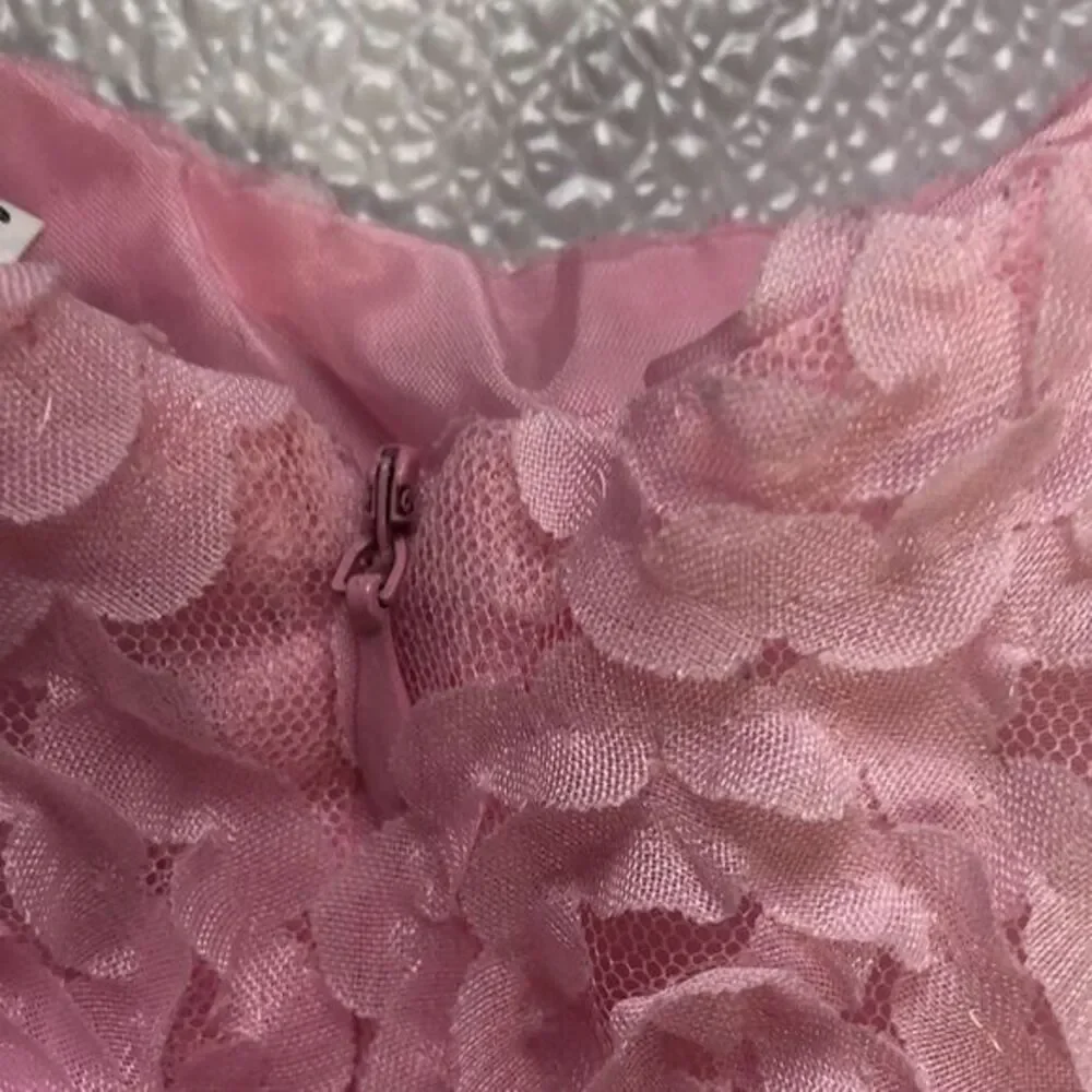 Girls Pink Flower Petal Dress Ruffle Satin Party Special Occasion‎